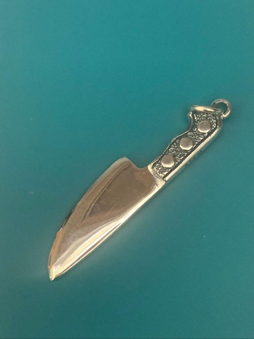 .925 Large Kitchen Knife Sterling Silver Jewelry Charm #chef